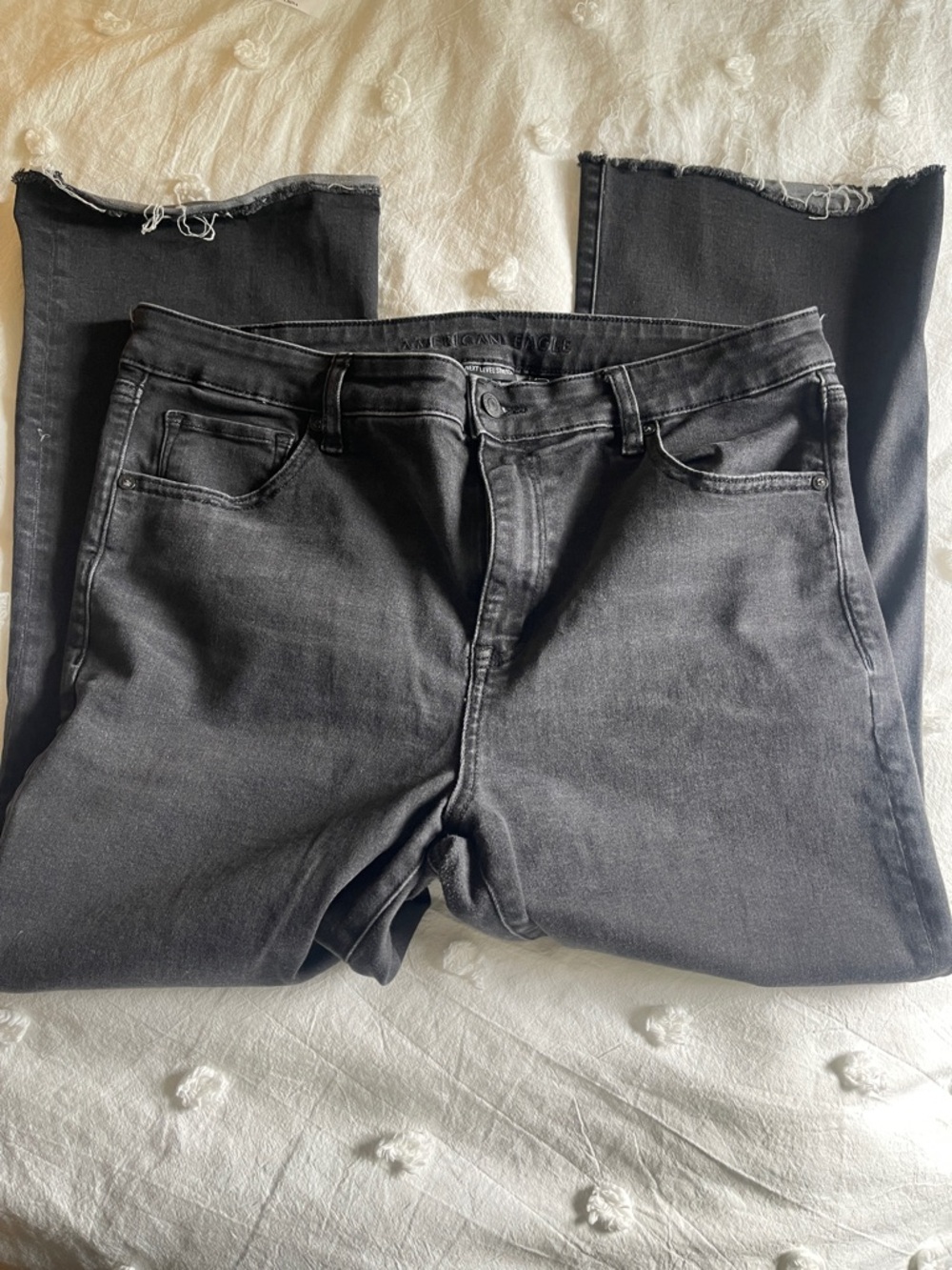 American Eagle Outfitters Black next level stretch  Washed Ankle Crop Jeans